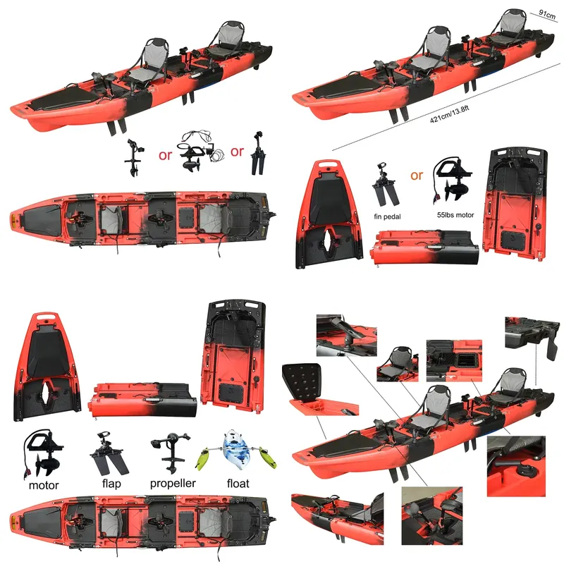 Fishing Kayak Pedal Drive - Toptan 14 FT HDPE 3 Bölümlü
